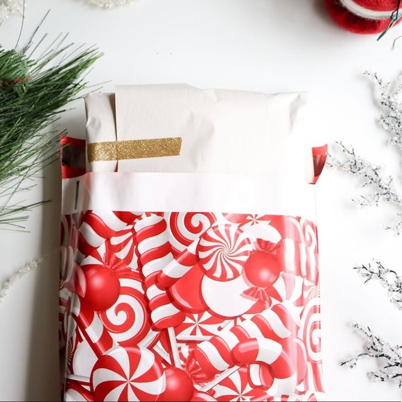 4/$20 -20 Candy Cane Poly mailer 10”x13” - Picture 2 of 4